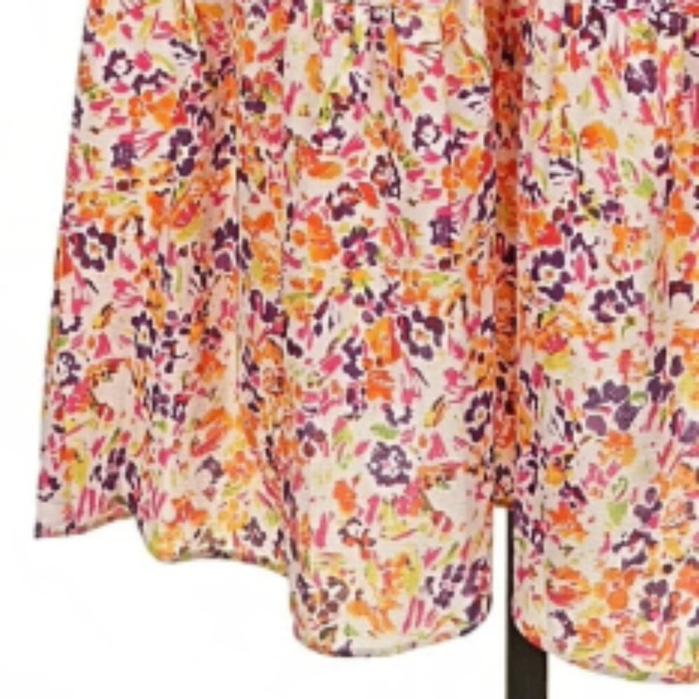 Julia Jordan Pintuck Peach floral Flutter Sleeve Midi Dress - Size 4- Like New - Picture 4 of 10